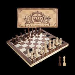 AMEROUS 15" Magnetic Wooden Chess Set (Folding Travel Board) - top pick in Chess Sets
