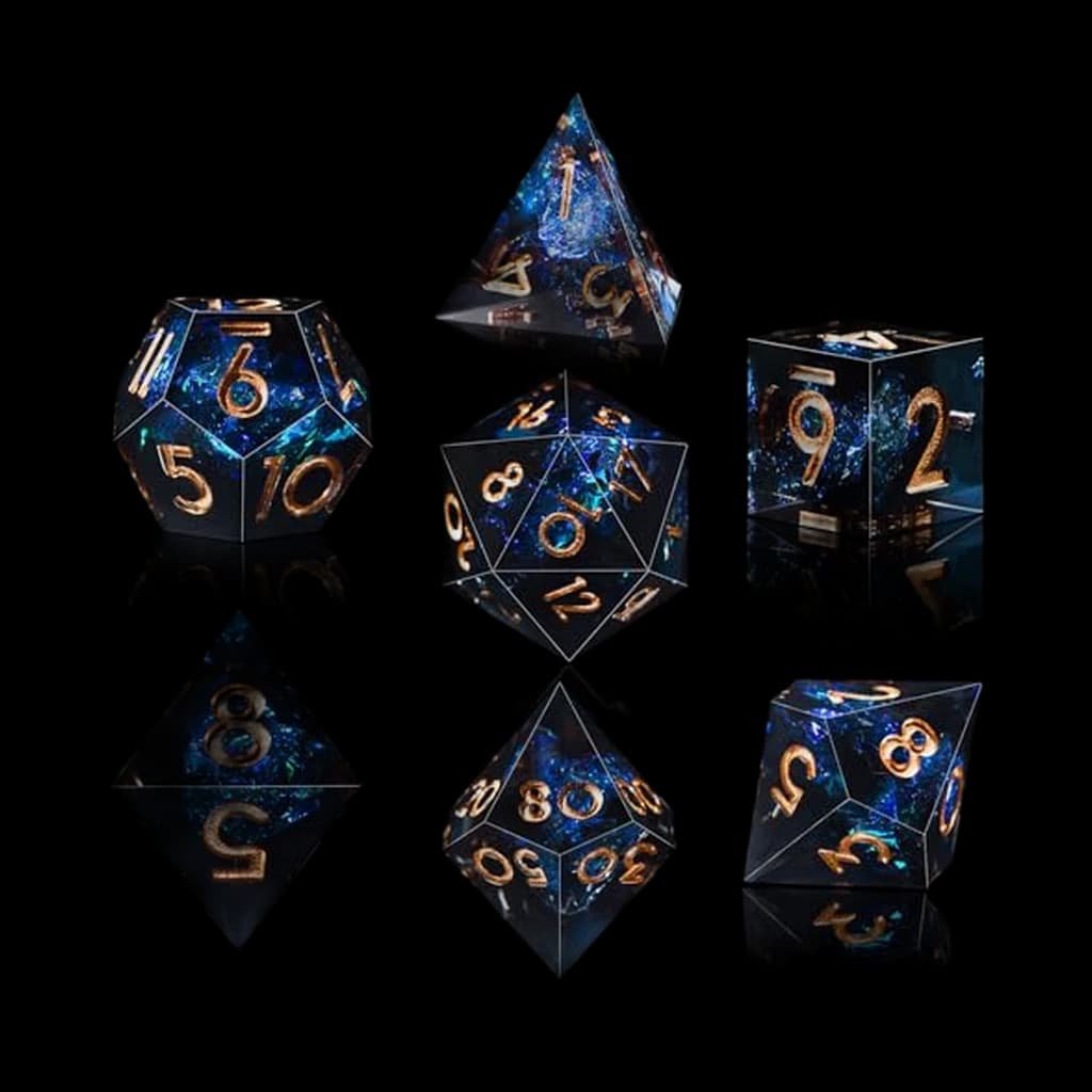 DND Dice Set with Sharp Edge Resin (7-Die)