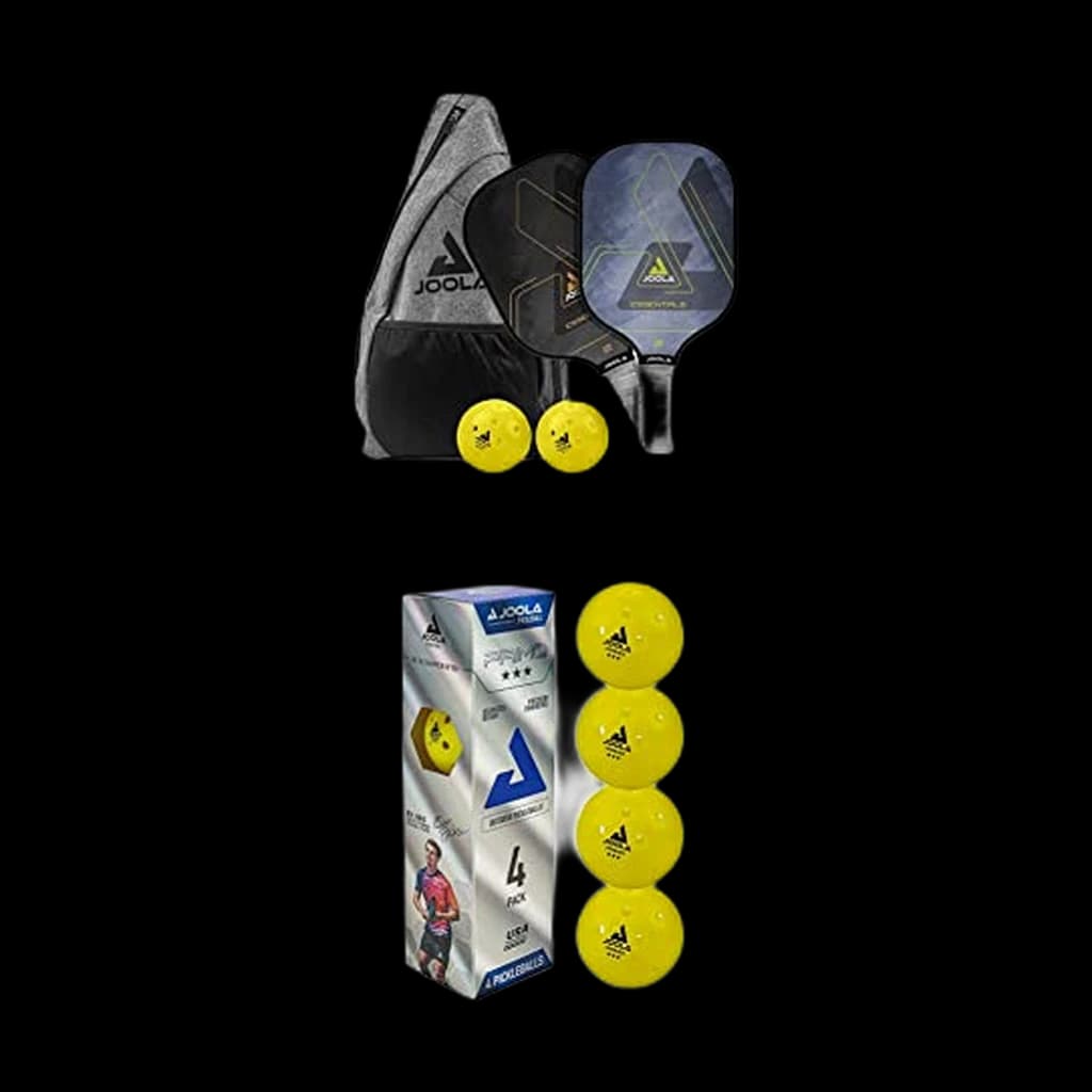 JOOLA Essentials Pickleball Paddles Set (2 Paddles + 4 Balls + Bag)